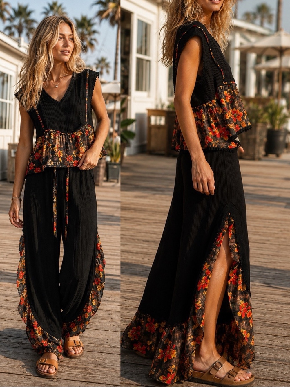 POL “ Lowkey Luxe “ Lounge Matching Set | Midnight Black